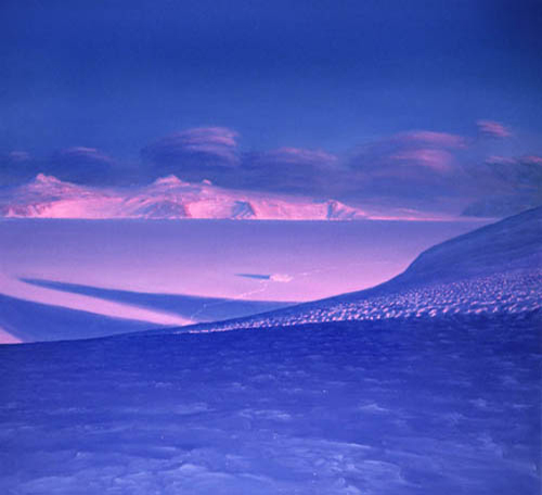 Antarctic Paintings by David Rosenthal White Island at Sunset